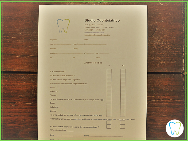 Triage anamnesi anamnesi covid dentista ammendolia velletri